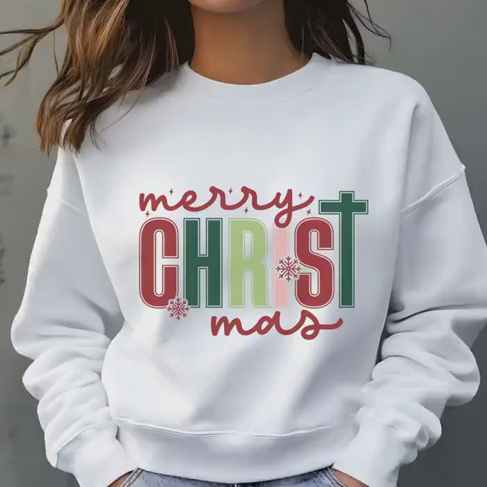 Merry CHRIST-mas Crewneck Sweater | Festive Christian Apparel
