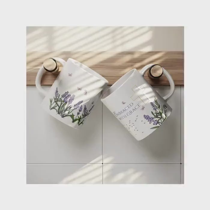 Embraced With Grace Floral Mug: Christian Inspirational Gift