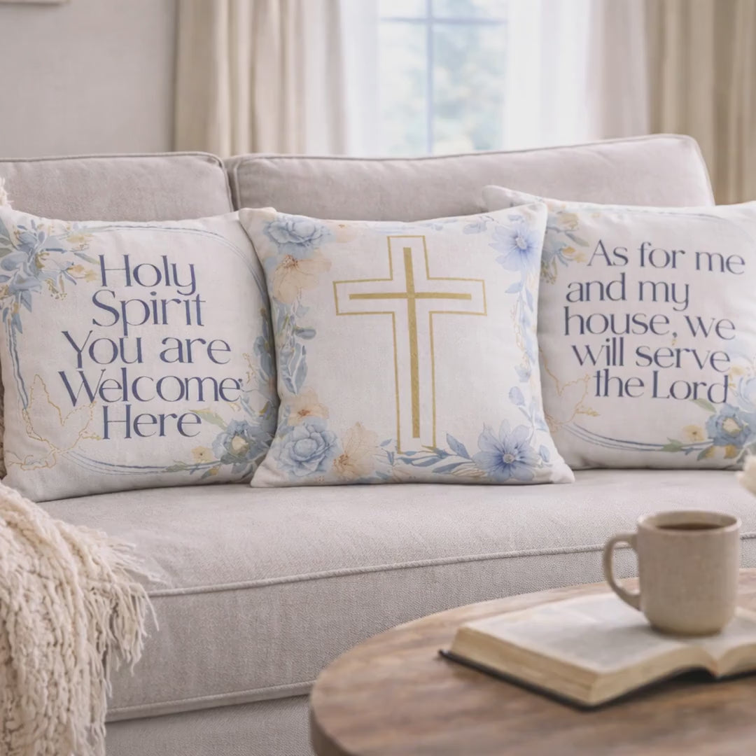 Floral Bible Verse Pillow Covers | Joshua 24:15, Holy Spirit Welcome Home Decor